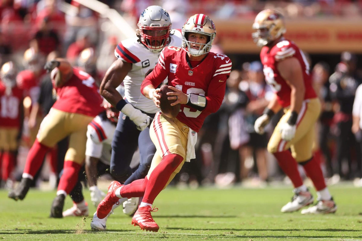 Brock Purdy touts his wheels and flashes a deep ball as the 49ers’ stabilizing force against Patriots