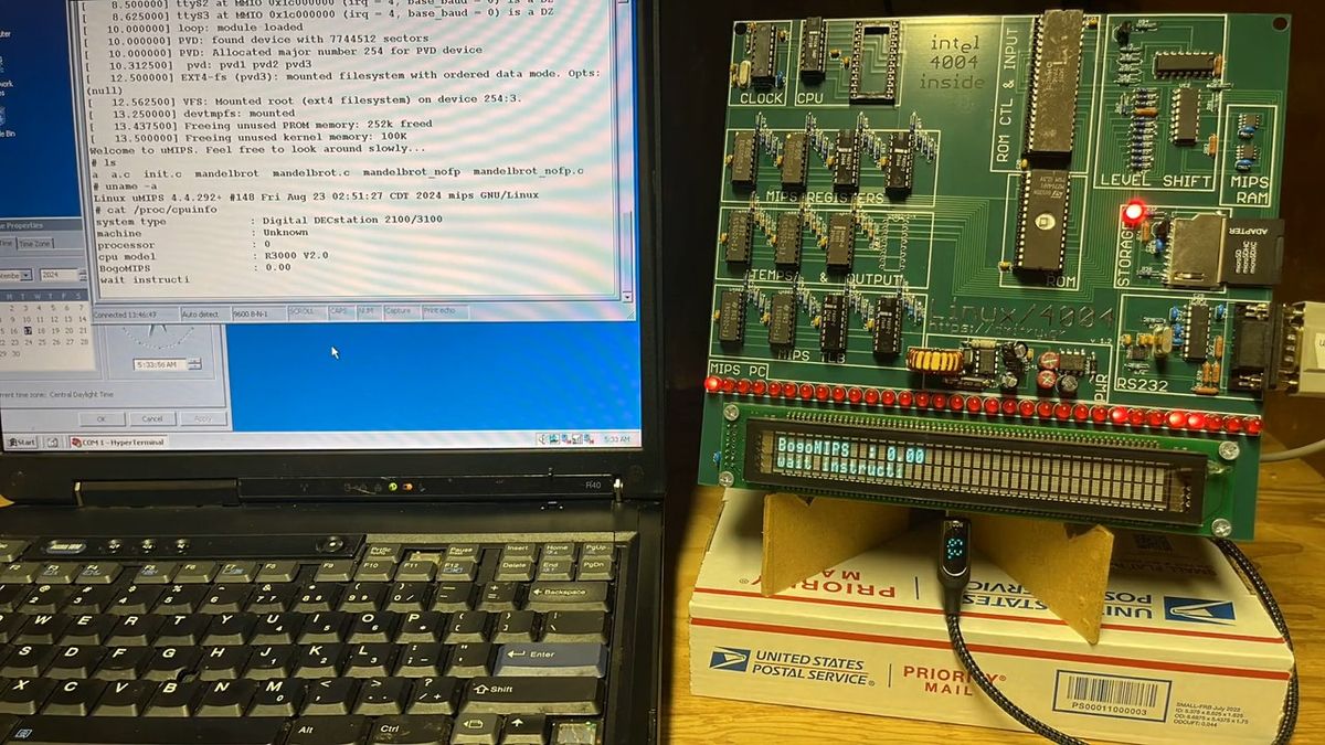 Someone has built a system with Intel’s first half-century-old CPU that can boot Linux – if you have a week to spare