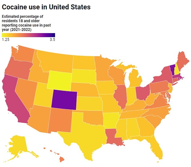 The shock map reveals surprising conditions where the use of most cocaine users is highest