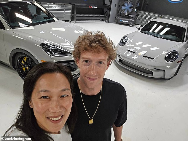 Mark Zuckerberg and his wife unveil their extravagant new ‘his and hers’ Porsches – including the self-designed Cayenne Turbo GT Minivan