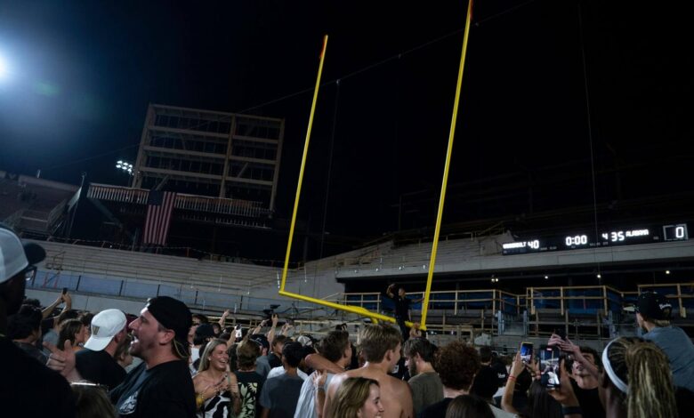 ‘To the river’: Vanderbilt fans describe chaotic celebration and goalpost tour after Alabama upset