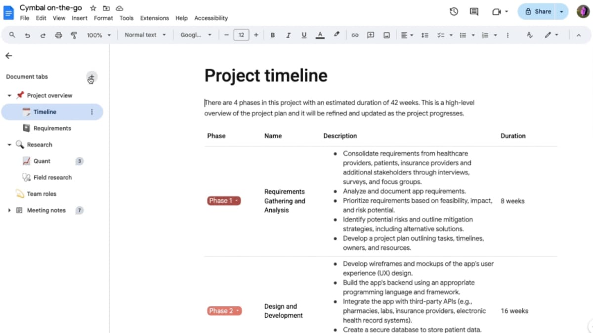 You can now add tabs to organize your Google Docs files