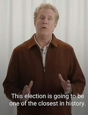 Will Ferrell stars in a campaign video threatening white men who refuse to vote for Harris to keep Trump out of office