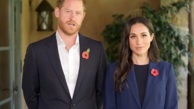 Meghan Markle once again wears a ,290 Ralph Lauren blazer that she first wore while pregnant with Archie, alongside a ROYAL poppy in video appearance