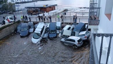 Spain hit by new flash floods: Freak deluge leaves cars floating through the streets of Girona, just over a week after 200 people died in Valencia disaster