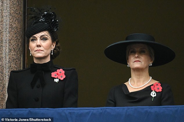 Brave Kate Middleton watches on as dutiful Prince William and King Charles lay wreathes at emotional Remembrance Sunday memorial service – as the nation falls silent in tribute to the glorious dead