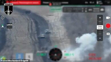 The only moment when a German-made Leopard tank takes on an entire column of Russian armor, while the Kursk meat grinder counter-offensive leads to ‘unimaginable losses’ for Putin