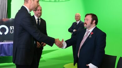 Wills on film! Prince of Wales larks about with studio equipment and meets Oscar-winning actor with Down’s syndrome in Belfast