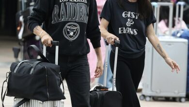 Veronicas singer Jess Origliasso shares a sweet hug with fiance Alex Smith at Sydney airport as the couple arrives in Australia