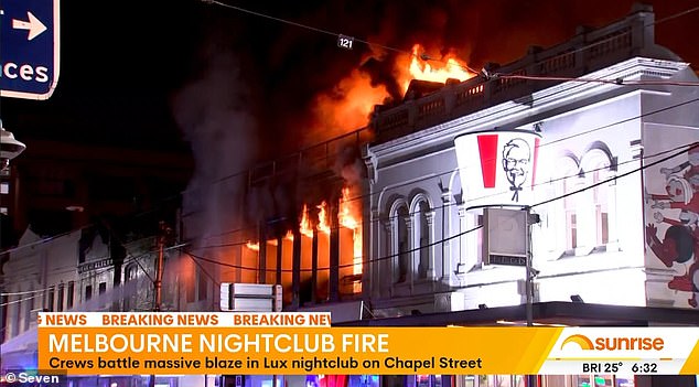 Chapel St in Melbourne is closed after a fire broke out at a nightclub