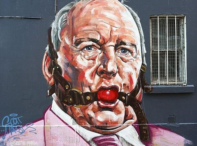 Photos of a shocking Alan Jones mural in Sydney resurface after the veteran broadcaster was accused of indecent assault