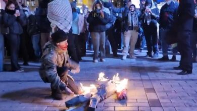 Violent clashes in Montreal with anti-Israel protesters setting cars on fire and setting Netanyahu’s effigy on fire