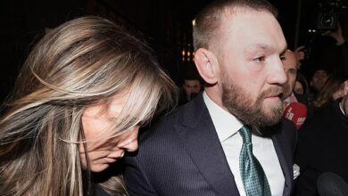 How Conor McGregor gasped, held his mother’s hand and repeated ‘easy, easy’ as he was calmed by partner Dee Devlin before jury ruled he sexually assaulted woman