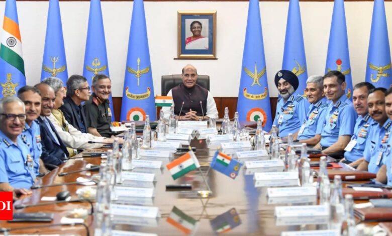 Adapt to new challenges, says Rajnath Singh to IAF Brass | India News – Times of India