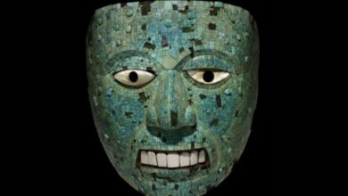 Aztec turquoise mask from Xiuhtecuhtli tells the story of a violent ritual