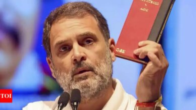 BJP and Congress exchange criticism about Rahul Gandhi’s ‘red’ constitution | India News – Times of India