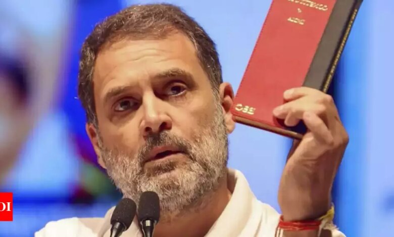 BJP and Congress exchange criticism about Rahul Gandhi’s ‘red’ constitution | India News – Times of India