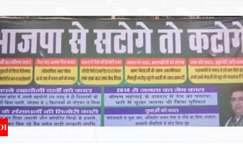 ‘BJP se satoge toh katoge’: Poster outside RJD office in Patna refutes Yogi Adityanath’s ‘batenge’ rhetoric | India News – Times of India