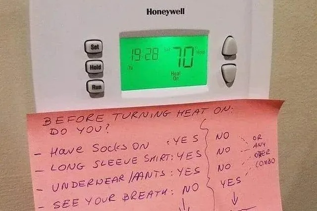 Dad creates a cruel flowchart to keep the family from turning up the thermostat