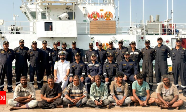 Daring rescue: Indian Coast Guard ship intercepts a Pakistani maritime vessel and rescues seven fishermen | India News – Times of India