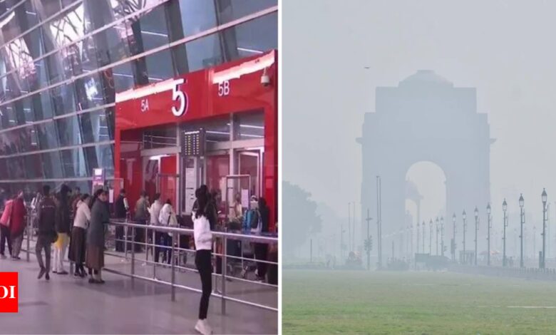 Delhi Airport advises passengers as smog reduces visibility | India News – Times of India