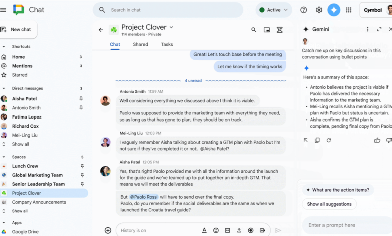 Gemini will turn your Google Chat into a neat summary