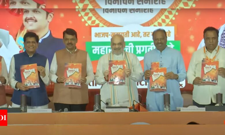 Maharashtra polls: BJP releases manifesto, here are top promises in ‘Sankalp Patra’ | India News – Times of India