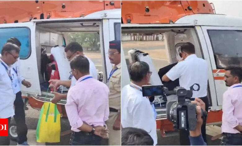 Maharashtra polls: Election Commission inspects Amit Shah’s helicopter amid bag checking queue in Uddhav Thackeray | India News – Times of India