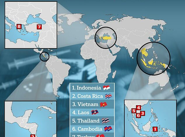 Map reveals global methanol poisoning hotspots where YOU could be at risk, as travelers are urged to watch out for subtle symptoms