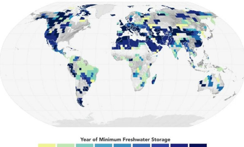 NASA satellites reveal the decline of freshwater due to ongoing global droughts