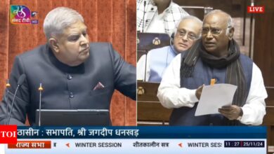 Watch: Mallikarjun Kharge and Jagdeep Dhankar at deadlock over Adani issue in Rajya Sabha | India News – Times of India