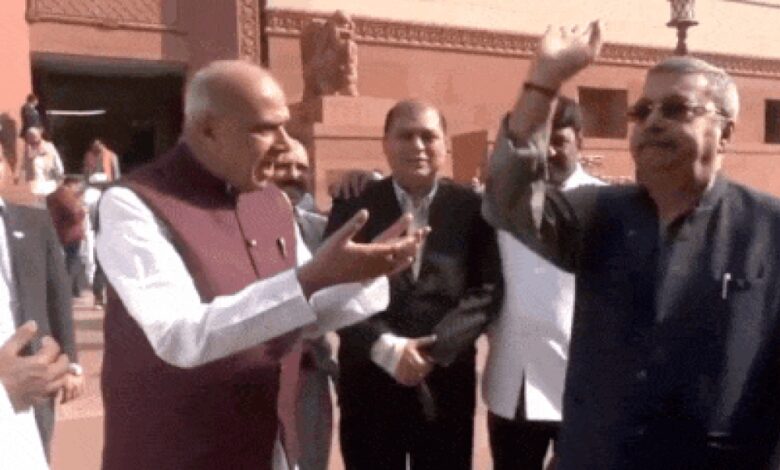 Watch: TMC MP Kalyan Banerjee, BJP MP Jagdambika Pal shake hands in Parliament after JPC meeting | India News – Times of India