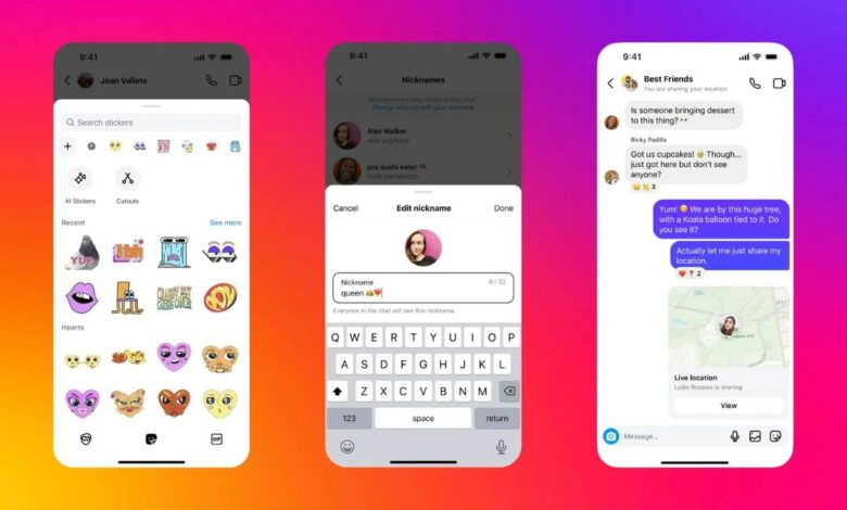 You can now add nicknames and share live location in chats on Instagram