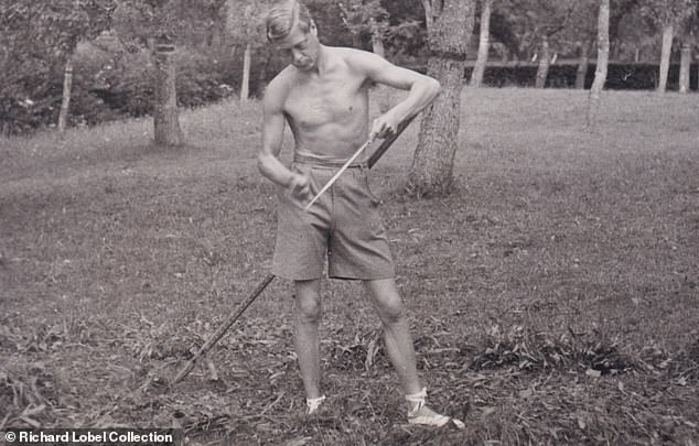 The half-naked ex-king: Unseen photos show Edward VIII and Wallis Simpson on their sad wedding day in 1937 enjoying the summer weather… weeks after George VI’s stunning coronation