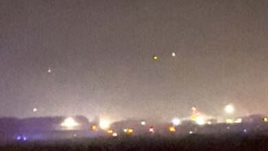 Shocking moment ‘Putin’s mystery drones’ are spotted in the night sky over US airbase in Britain that is being lined up to house nuclear weapons