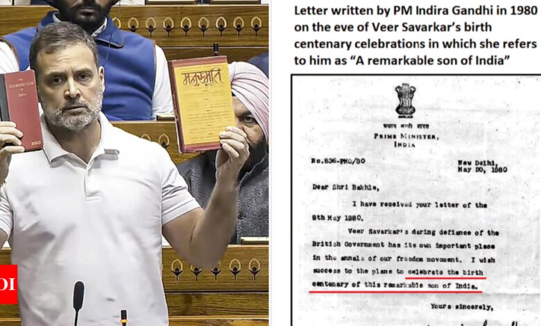 ‘Remarkable son of India’: BJP counters Rahul’s Savarkar attack with Indira Gandhi’s letter | India News – Times of India